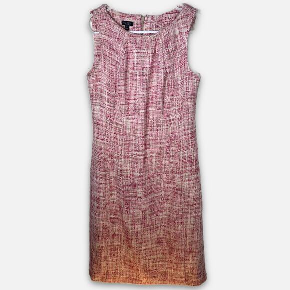 Talbots Pink Tweed Sheath Dress Women’s Size 4 Sleeveless Classic Workwear - Picture 2 of 15